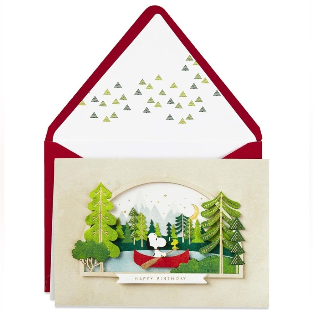 Hallmark Signature Birthday Card | Peanuts | Snoopy Canoe